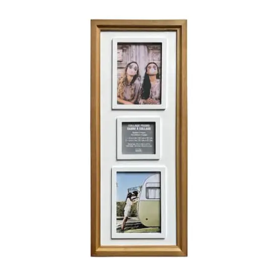 3 Opening Natural Woodgrain Collage Frame with Raised Mat by Studio D&eacute;cor&reg; {1}