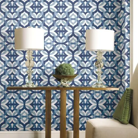 RoomMates Tipton Peel & Stick Wallpaper Blue and White {6}