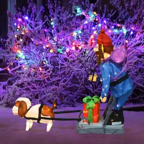 34" Rudolph the Red-Nosed Reindeer Yukon & Dog 3D Pre-Lit Yard D&eacute;cor {3}