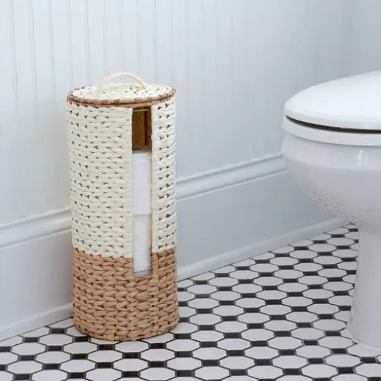 Household Essentials Wicker Bathroom Accessories Set White {7}