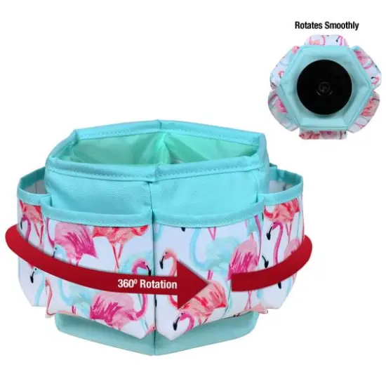 SINGER&reg; Flamingo Print Sewing Spinning Tabletop Organizer {5}