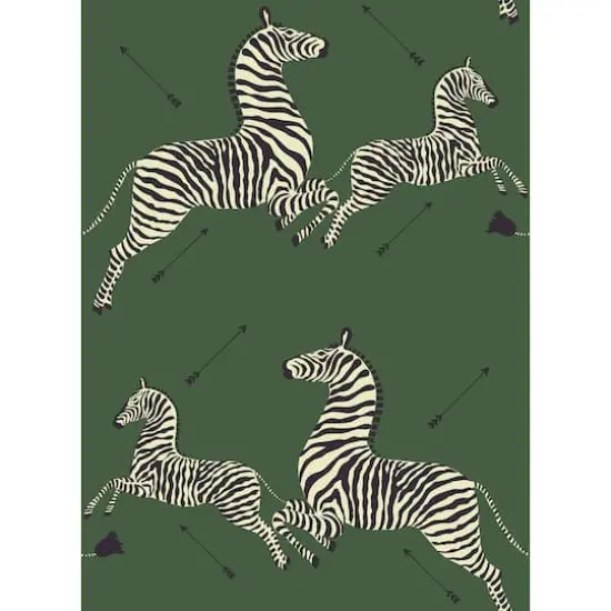Scalamandre Serengeti Green Zebra Safari Peel & Stick Wallpaper  {1}
