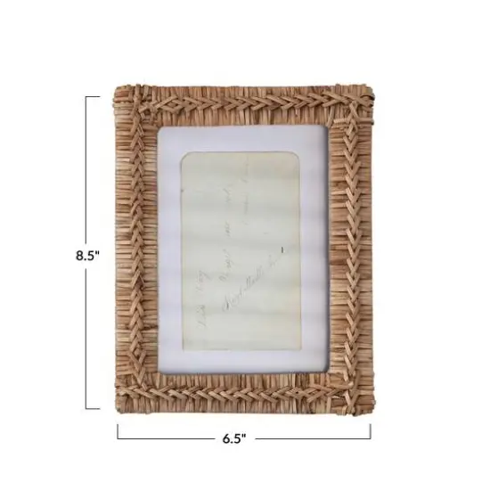 Hello Honey&reg; Natural Boho Handwoven Rattan 5" x 7" Photo Frame {1}