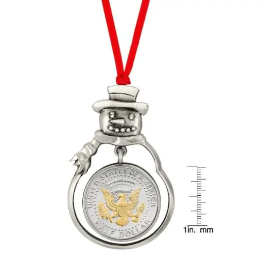 Presidential Seal 2-Tone JFK Half Dollar Snowman Ornament {5}