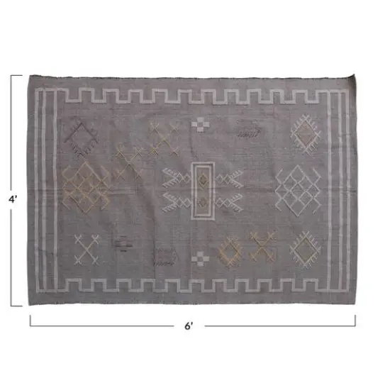 Hello Honey&reg; Multicolor Boho Handwoven Cotton Dhurrie Rug with Geometric Design, 4ft. x 6ft. {5}