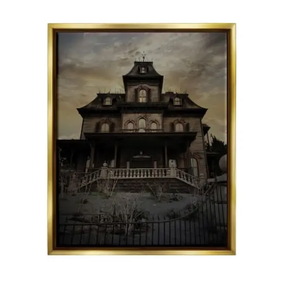 Stupell Industries Haunted House Landscape Framed Floater Canvas Wall Art {1}