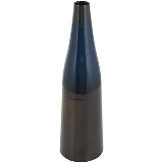 20.25" Blue & Brown Ombre Metal Vase {1}