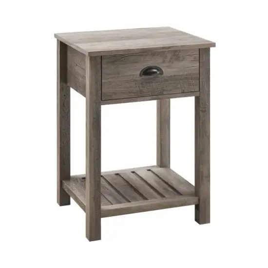 Walker Edison Gray Wash Country Single Drawer Nightstand {5}