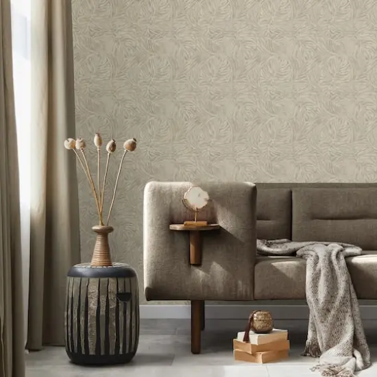 Tommy Bahama Zebra Leaf Peel & Stick Wallpaper Linen {4}