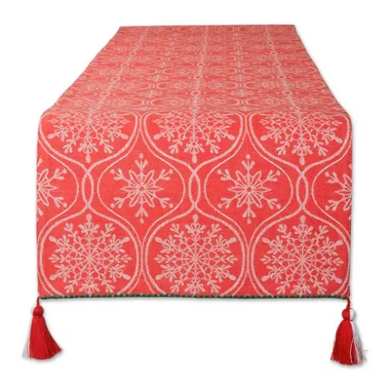 DII® 72'' Joyful Snowflakes Jacquard Reversible Table Runner {1}