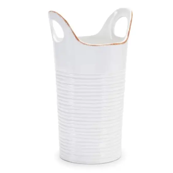 11.5" White Ceramic Bucket Vases, 2ct. {3}