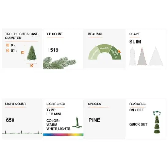 9ft. Pre-Lit Deluxe Pine Artificial Christmas Tree, Warm White LED Lights {9}