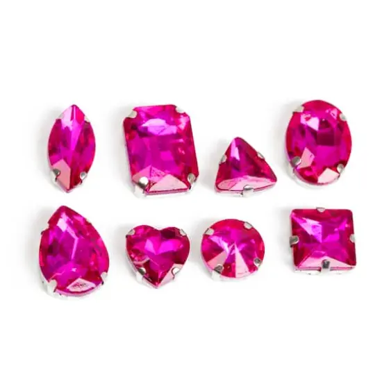 CousinDIY Silver Fuchsia Glass Sew-On Rhinestones, 48ct. {3}
