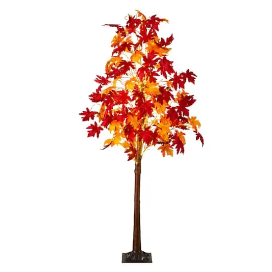 7ft. Pre-Lit Autumn Weeping Maple Artificial Fall Tree with 450 Warm White LED Lights {1}
