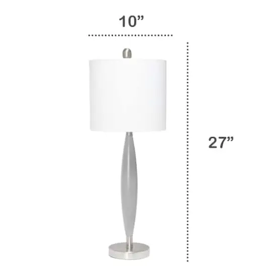 Lalia Home 27" Stylus Table Lamp with White Fabric Shade Gray {4}