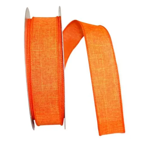 Reliant 1.5" x 50yd. Linen Wired Ribbon Tangerine {1}