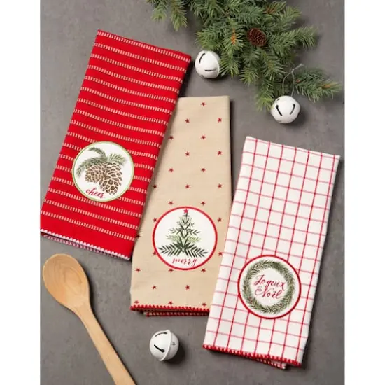 DII&reg; Assorted Noel Embellished Dishtowel Set {9}