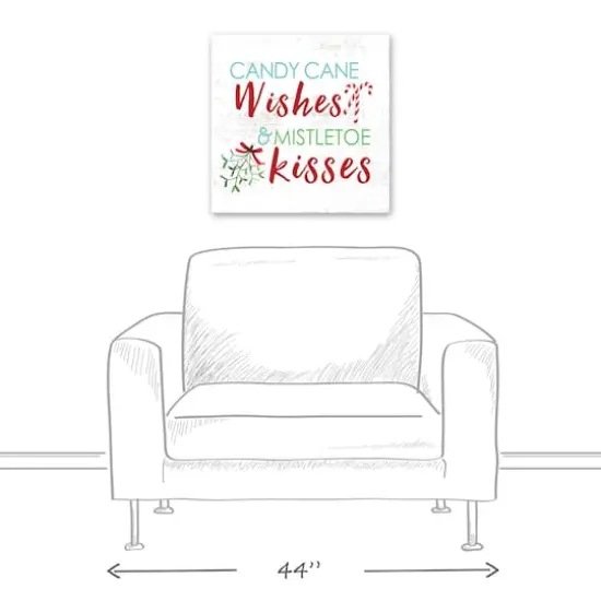 Candy Cane Wishes and Mistletoe Kisses 20x20 Canvas Wall Art {6}