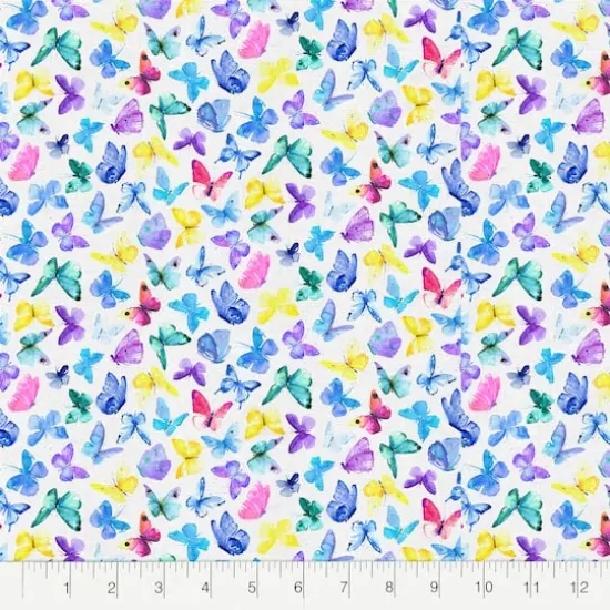 Fabric Editions White Butterflies Cotton Fabric {3}