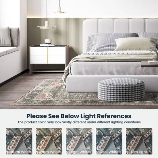 Glitzhome&reg; 5ft. x 8ft. Green & Tan Oriental Area Rug {7}