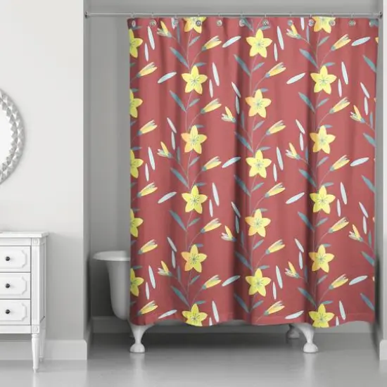 Spring Pattern Shower Curtain Red {3}