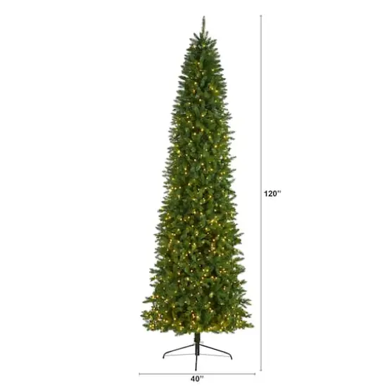 10ft. Pre-Lit Green Mountain Pine Artificial Christmas Tree, Clear LED Lights {3}