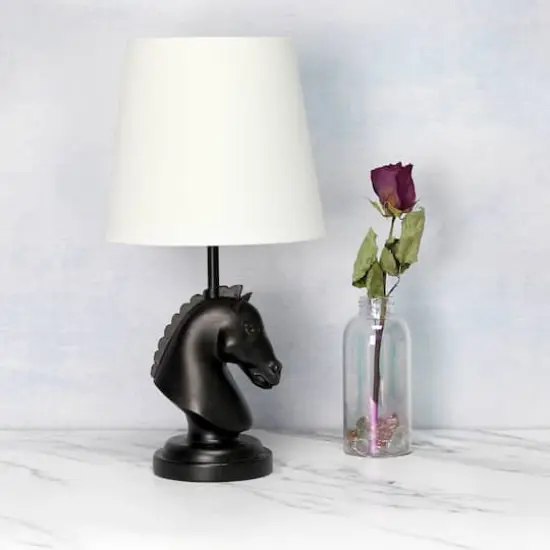 Simple Designs Chess Horse Table Lamp Black {5}
