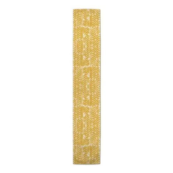 Distressed Chevron Indoor/Outdoor Table Runner Yellow {1}