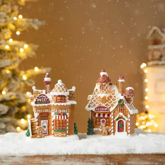 Glitzhome&reg; Light-Up Christmas Gingerbread House Table D&eacute;cor Set {3}