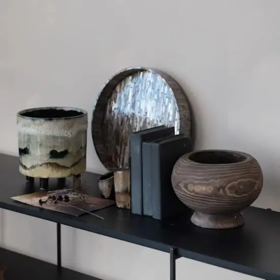 Hello Honey&reg; Stained Round Paulownia Wood Planter {4}