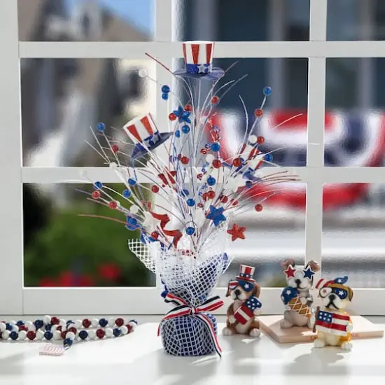 Glitzhome&reg; 20" Patriotic Americana Top Hat Table Tree {3}