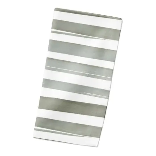 Watercolor Stripe Cotton Twill Napkin Green and White {3}