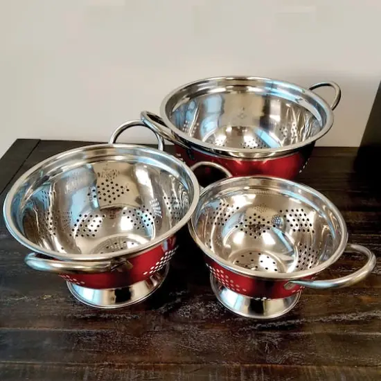 Oster Metaline Red Round Asian Colander Set {3}