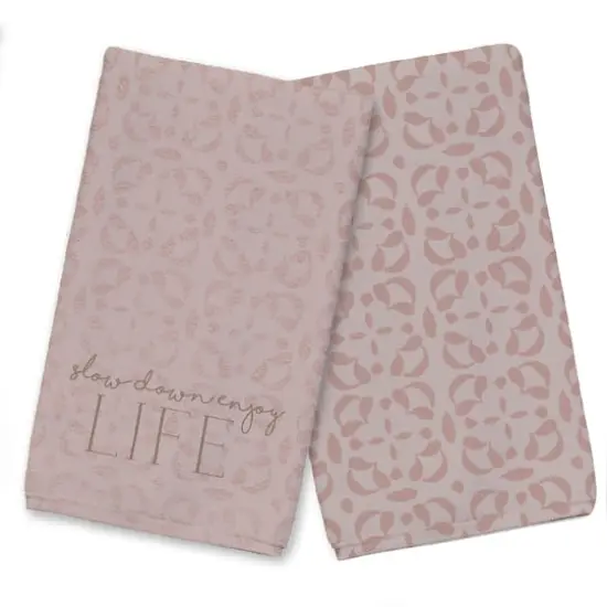 Slow Down Enjoy Life Tea Towel Set Pink {1}