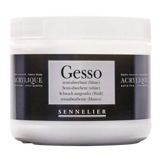 Sennelier Artists' White Semi-Absorbent Acrylic Gesso, 500mL {1}