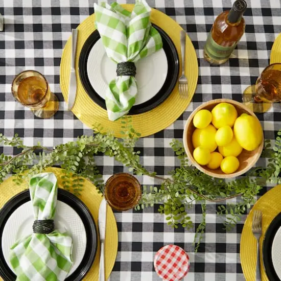 Black-White Checkers Tablecloth 52" x 52" {6}