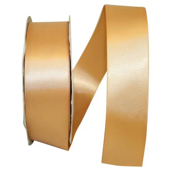 JAM Paper 1.5"x 50yd. Double Face Satin Ribbon Old Gold {1}