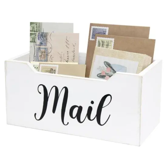 Elegant Designs Decorative Script Word Mail Organizer Box White Wash {6}