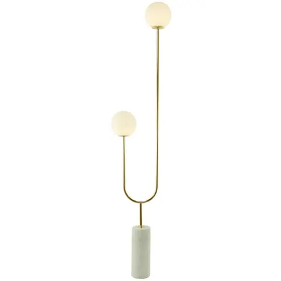 73" 2 Orb Light Floor Lamp with Marble Base Gold {1}