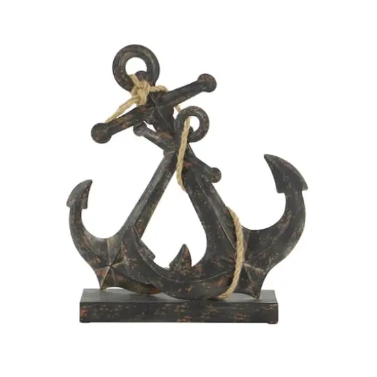 16" Black Metal Anchor Sculpture {3}