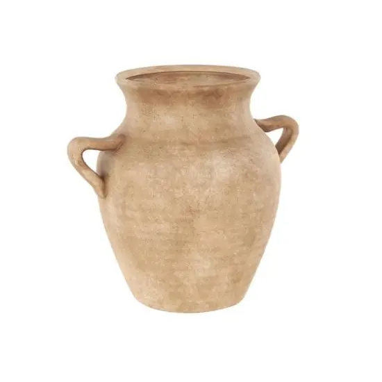 12.25" Copper Ceramic Antique Style Textured Vase with Handles {3}