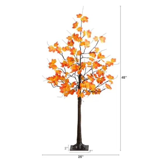 4ft. Pre-Lit Minimalist Autumn Maple Artificial Fall Tree with 56 Warm White LED Lights {3}