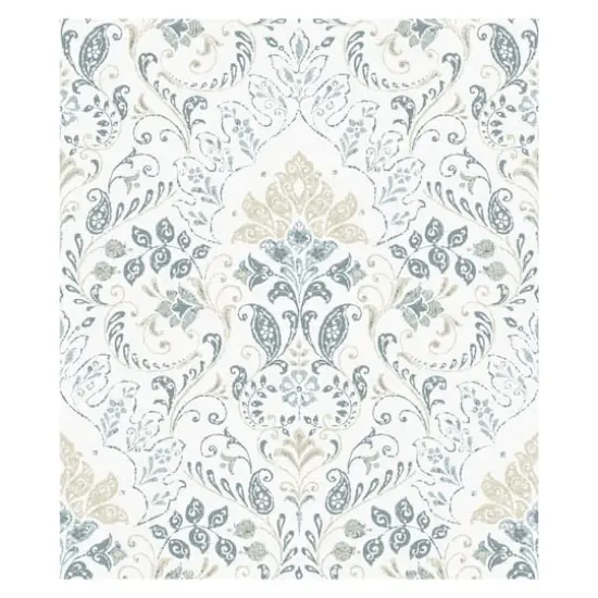 RoomMates White & Blue Persian Damask Peel & Stick Wallpaper {1}