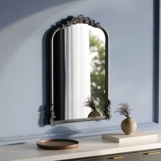 18" x 27" Ornate Arch Wall Mirror in Black Metal Frame by Ashland&reg; {3}