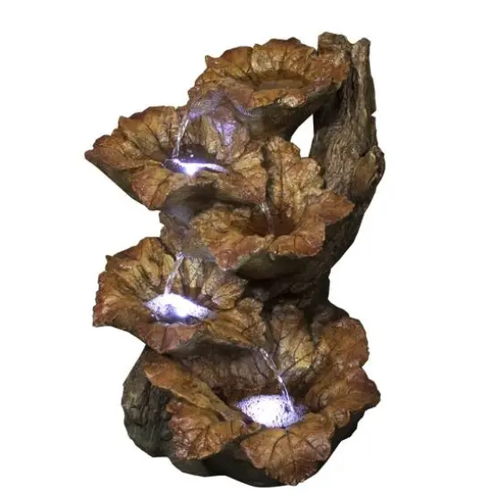 22" LED Wood Design Outdoor Garden Water Fountain {1}