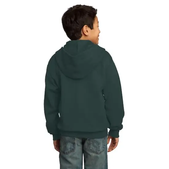 Port & Company® Youth Core Fleece Full-Zip Hooded Sweatshirt Dark Green {6}