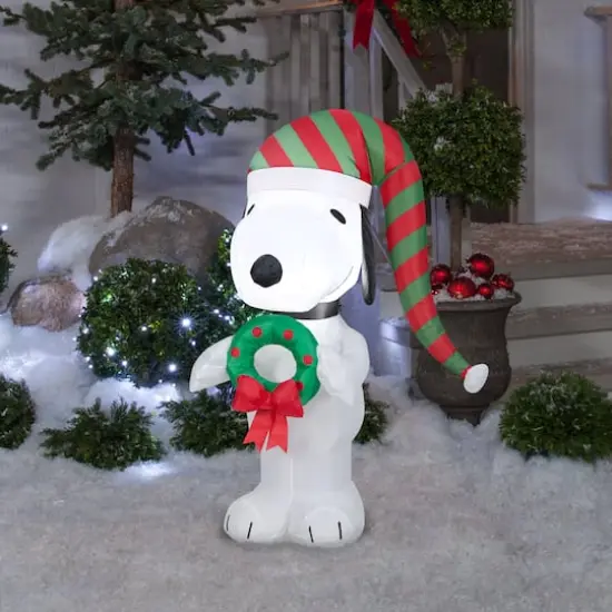 3.5ft. Airblown&reg; Inflatable Snoopy with Wreath {4}