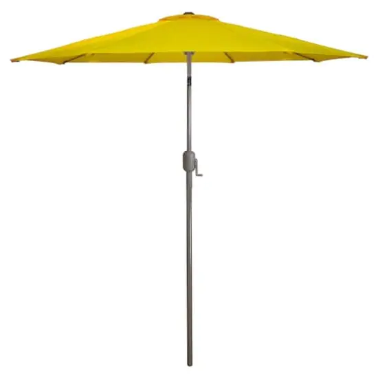 9ft. Outdoor Patio Market Umbrella with Hand Crank & Tilt Yellow/Brown {1}