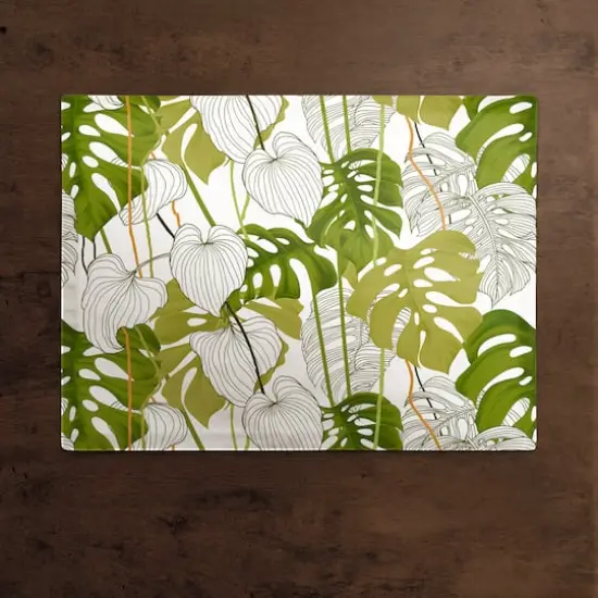 Yellow Green Monstera 18" x 14" Cotton Twill Placemat {3}
