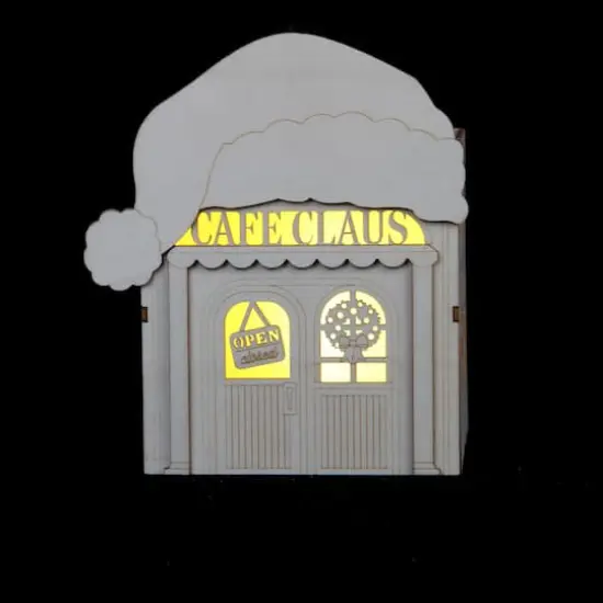 7" Unfinished Caf&eacute; Claus DIY LED Wood D&eacute;cor by Make Market&reg; {3}